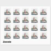 A Lighthouse in Winter Vierkante Sticker (Vel)