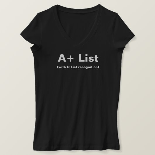 A+ Lijst Dames Zwart V-hals T-shirt (Design voorkant)