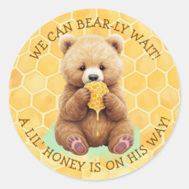 A Lil' Honey op komst!  Jongens babyfeestje Ronde Sticker