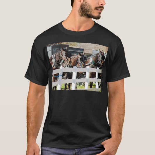A Line of Amish Horses T-shirt (Voorkant)