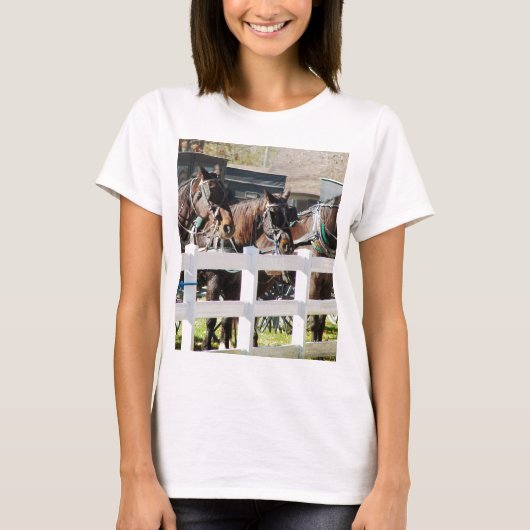 A Line of Amish Horses T-shirt (Voorkant)