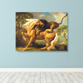 A Lion Attacking a Horse, c.1762 (olie op canvas) Canvas Afdruk (Insitu (Houten vloer))
