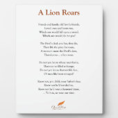 A Lion Roars Poem Fotoplaat (Voorkant)