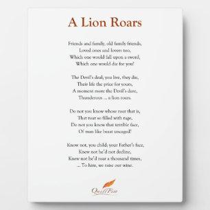 A Lion Roars Poem Fotoplaat