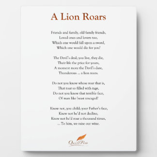 A Lion Roars Poem Fotoplaat