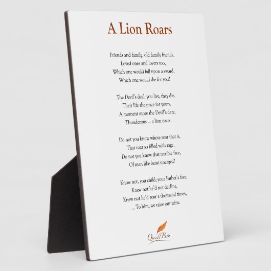 A Lion Roars Poem Fotoplaat (Zijkant)