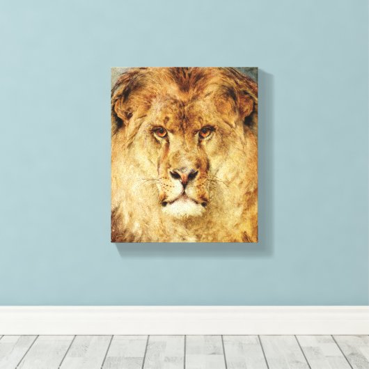 A Lion's Head (van Heywood Hardy) Canvas Afdruk (Insitu (Houten vloer))