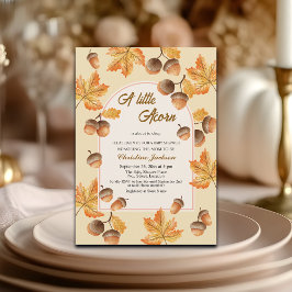 A Little Acorn Fall Maple Leaves Baby Shower Kaart