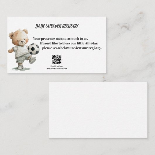 A Little All-Star Baby Shower Registry Card Informatiekaartje (Voorkant / Achterkant)