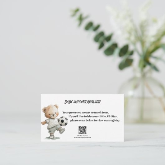 A Little All-Star Baby Shower Registry Card Informatiekaartje (Staand voorkant)