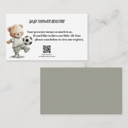 A Little All-Star Baby Shower Registry Card Informatiekaartje (Voorkant / Achterkant)