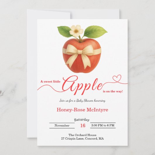 A Little Apple Is On The Way | Fall Baby Shower  Kaart (Voorkant)