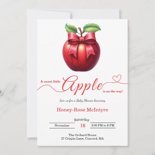 A Little Apple Is On The Way | Fall Baby Shower  Kaart (Voorkant)