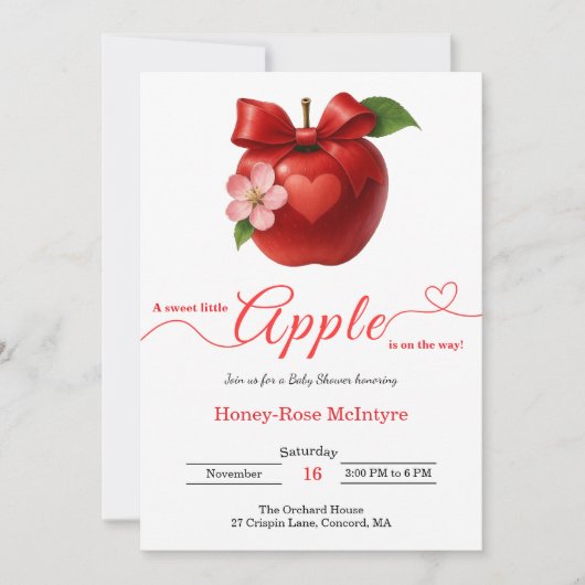 A Little Apple Is On The Way | Fall Baby Shower Kaart (Voorkant)