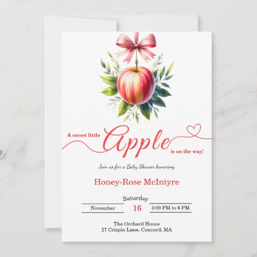 A Little Apple Is On The Way | Fall Baby Shower  Kaart (Voorkant)