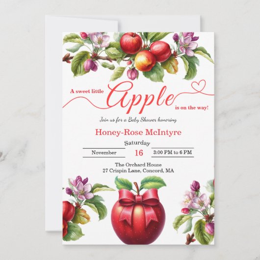 A Little Apple Is On The Way | Fall Baby Shower  Kaart (Voorkant)