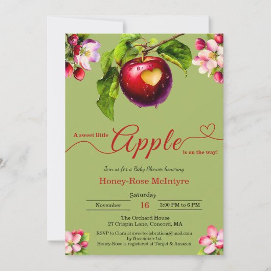 A Little Apple Is On The Way | Fall Baby Shower  Kaart (Voorkant)
