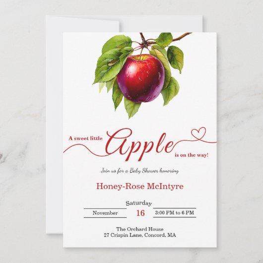 A Little Apple Is On The Way | Fall Baby Shower Kaart (Voorkant)