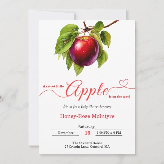 A Little Apple Is On The Way | Fall Baby Shower Kaart (Voorkant)