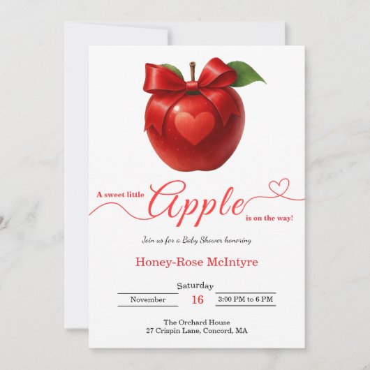 A Little Apple Is On The Way | Fall Baby Shower  Kaart (Voorkant)