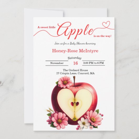 A Little Apple Is On The Way | Fall Baby Shower Kaart (Voorkant)