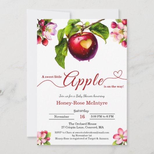 A Little Apple Is On The Way | Fall Baby Shower Kaart (Voorkant)