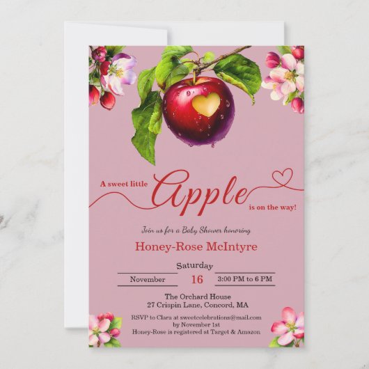 A Little Apple Is On The Way | Fall Baby Shower Kaart (Voorkant)