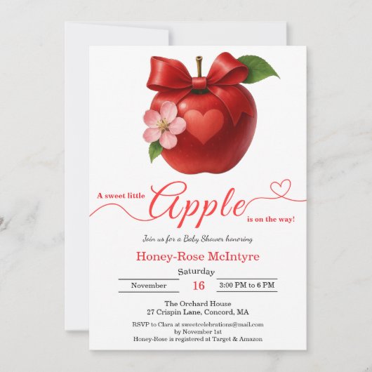 A Little Apple Is On The Way | Fall Baby Shower  Kaart (Voorkant)