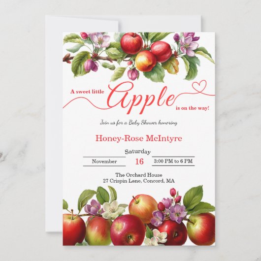 A Little Apple Is On The Way | Fall Baby Shower  Kaart (Voorkant)