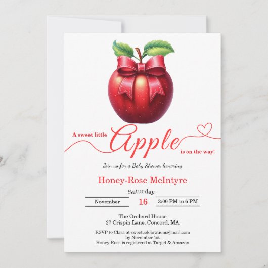 A Little Apple Is On The Way | Fall Baby Shower Kaart (Voorkant)