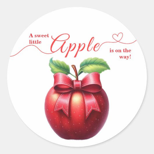 A Little Apple Is On The Way | Fall Baby Shower  Ronde Sticker (Voorkant)