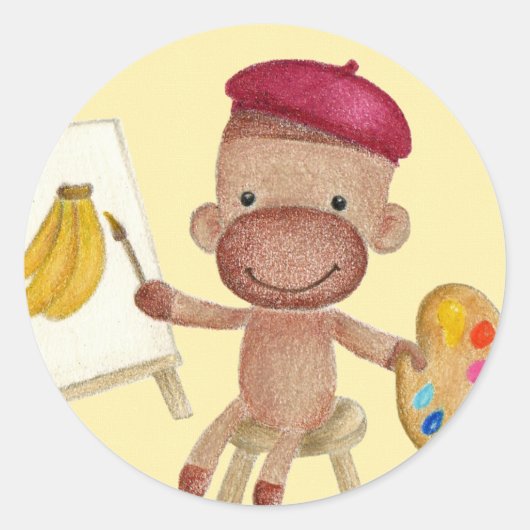 A Little Artist Socky the Sock Monkey Sticker (Voorkant)