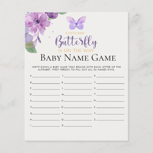 A Little Baby Butterfly is on The Way Baby shower (Voorkant)