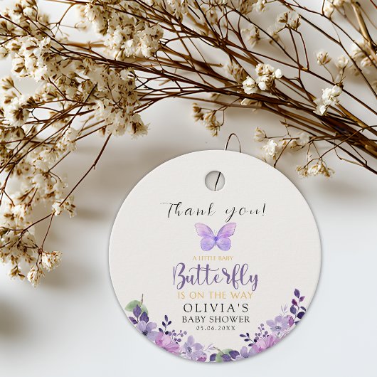 A Little Baby Butterfly is on The Way Baby shower Bedankjes Labels