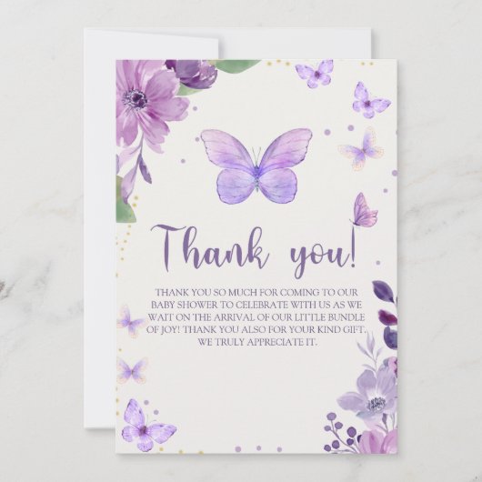 A Little Baby Butterfly is on The Way Baby shower Bedankkaart (Voorkant)