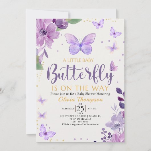 A Little Baby Butterfly is on The Way Baby shower Kaart (Voorkant)