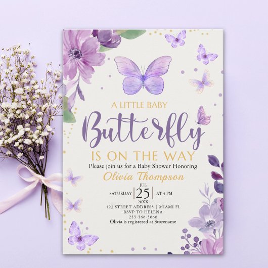 A Little Baby Butterfly is on The Way Baby shower Kaart