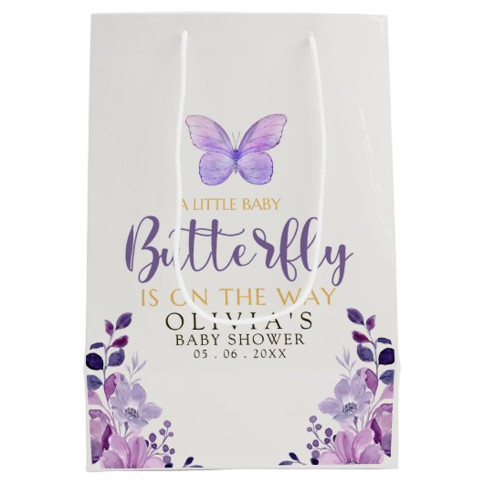 A Little Baby Butterfly is on The Way Baby shower Medium Cadeauzakje (Achterkant)