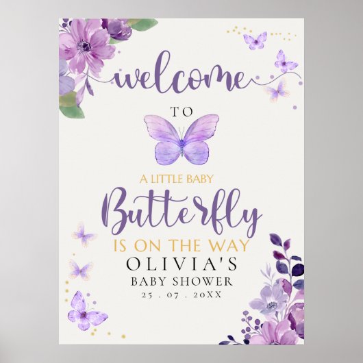 A Little Baby Butterfly is on The Way Baby shower Poster (Voorkant)