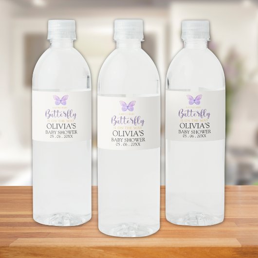 A Little Baby Butterfly is on The Way Baby shower Waterfles Etiket