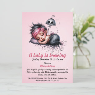A Little Baby is Brewing   Pink Halloween Baby Sho Kaart
