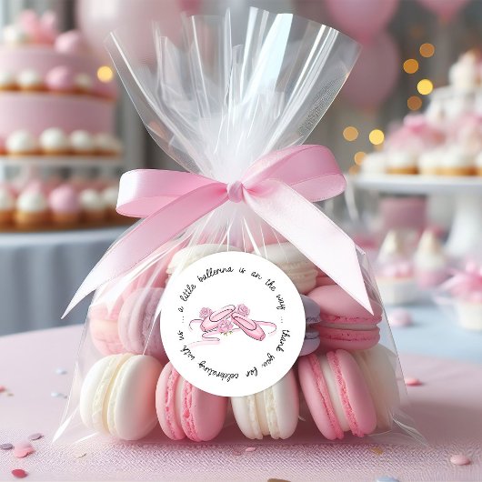 A Little Ballerina is on the Way Pink Ballet Shoes Bedankjes Labels