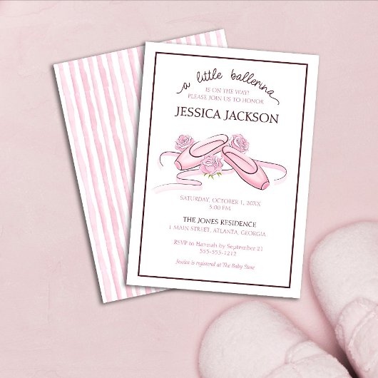 A Little Ballerina is on the Way Pink Ballet Shoes Kaart