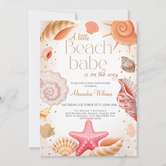 A Little Beach Babe Baby shower Uitnodiging (Voorkant)