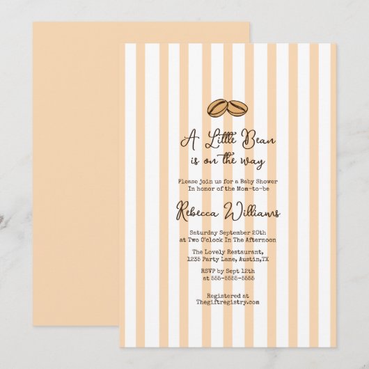 A little Bean is on the Way Coffee Baby Shower Kaart (Voorkant / Achterkant)