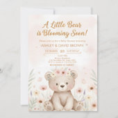 a little bear Floral Baby Shower Gender Neutral Kaart (Voorkant)
