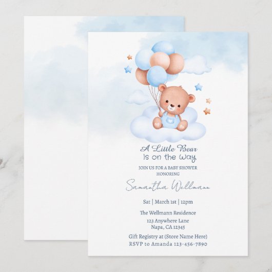 A Little Bear Is on the Way Customizable Template Kaart (Voorkant / Achterkant)