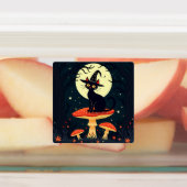  A Little Black Witchy Cat Sitting On A Toadstool  Labels (Aangebracht)