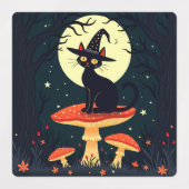  A Little Black Witchy Cat Sitting On A Toadstool  Labels (Design 1)
