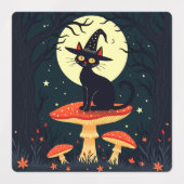  A Little Black Witchy Cat Sitting On A Toadstool  Labels (Design 2)